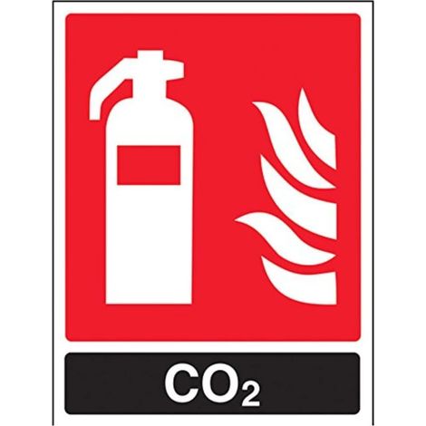 Panneau extincteur, carte d'identité de CO2, autocollant, Portrait, 150 mm x 200 mm, noir/rouge