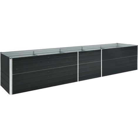 Aiuola rialzata per piante e fiori acciaio zincato 400 x 80 x 45 cm antracite 020001115