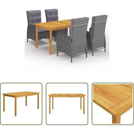 vidaXL Salle à manger extérieur - Ensemble à manger de jardin 5 pcs Gris (1/5)