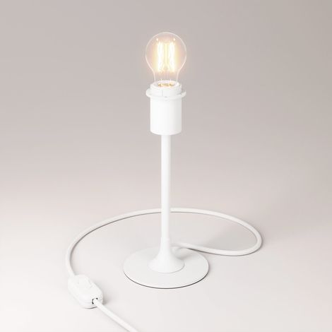 Lampada da tavolo MAG-Y con base metallica tonda e predisposizione per paralume (1/4)