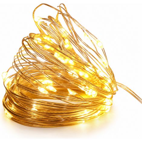 Guirlande Lumineuse LED Solaire en Fil de Cuivre, Blanc Froid, Étanche Extérieur, 100 LED, 8 Modes, Jardin Noël (1/5)