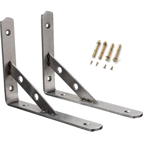 Équerres Étagères, 30cm Supports Équerre d’étagère Murale, Support d'étagère en Angle de 90 Degrés Mural pour Charge Lourde Brace (2 Pcs) (1/5)