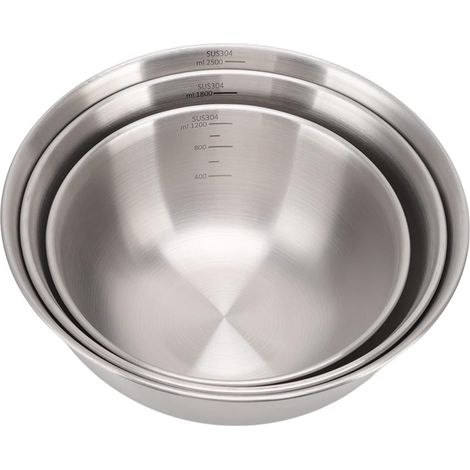 3 bols à mélanger en acier inoxydable, bols à mélanger empilables en acier inoxydable avec échelle, faciles à nettoyer pour la cuisson des aliments, la cuisson, la panure, la salade ou la préparation (1/5)