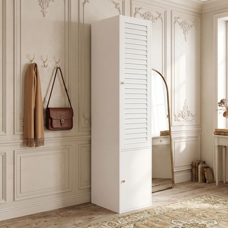 Armario ropero blanco 45 x 50 x 200 cm de aglomerado para espacios pequeños - CHICFURN (1/5)