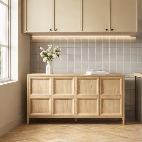 Meuble de rangement Sideboard 160 x 40 x 80 cm chêne clair 2 (1/5)