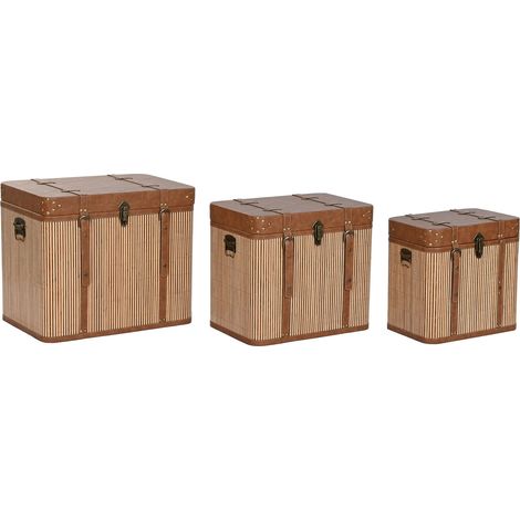 Baul Set 3 Pu Bambu 60X40X50 Marron (1/5)