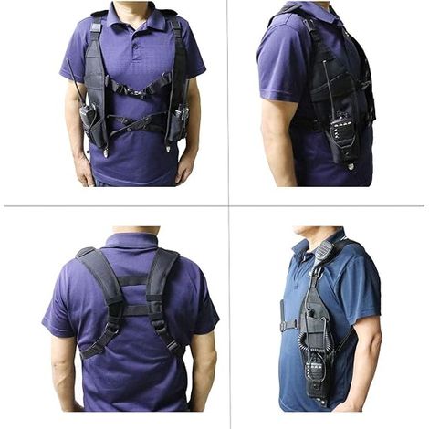 Gilet universale con doppia imbracatura per radio, cinturino pettorale e fondina da tasca - per dispositivi radio ricetrasmittenti essenziali per il soccorso - Imbracatura per gilet (1/3)