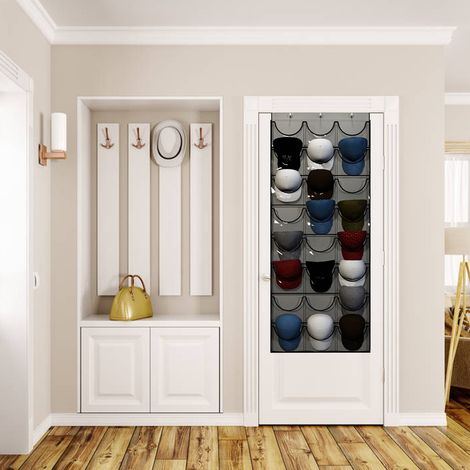 Porte-chapeaux à 24 poches pour casquettes de baseball, organisateur mural, support de rangement suspendu pour placard (1/5)