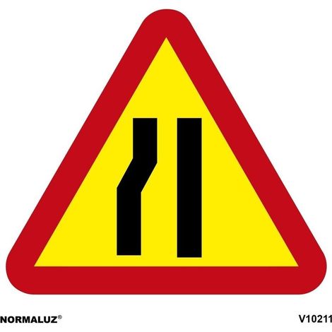 SEÑAL TRAFICO PVC 500 TRIANGULAR ESTRECHAMIENTO IZQUIERDA