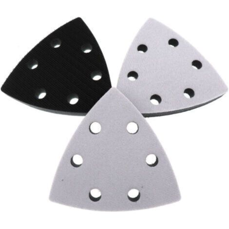 Lot de 3 Patins Ponceuse Triangulaire 90x90mm 6 Trous Auto-adhésifs Noirs Universels pour Ponçage Précis et Efficace (1/4)