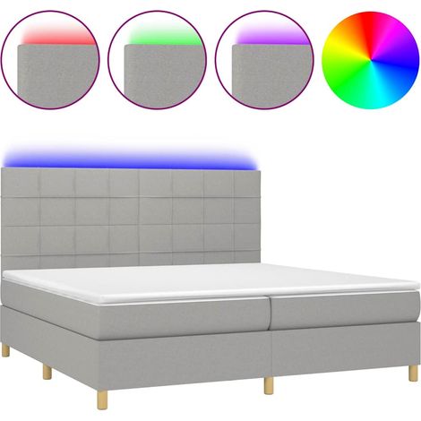 Maison Exclusive - Letto a Molle Materasso e LED Grigio Chiaro 200x200 cm Tessuto (1/5)