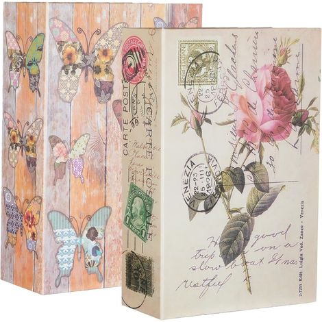 Set aus 2 buchförmigen Safes mit Zahlenschlössern, 18 x 11,5 x 5,5 cm, geeignet zur Aufbewahrung von Büchern, Schlüsseln, Wertsachen, Geld und Schmuck.