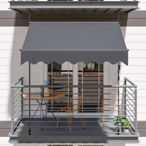 Store rétractable et pliable, clip pour store de balcon, avec protection UV50+, doté d'une poignée à manivelle, 250 x 120 cm (1/5)
