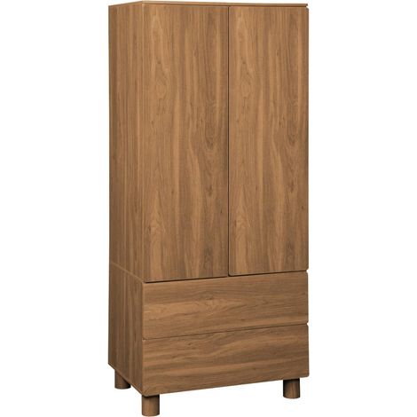 sweeek - Kleiderschrank mit 2 Türen, 2 Schubladen und 1 Kleiderstange Holzdekor (1/5)