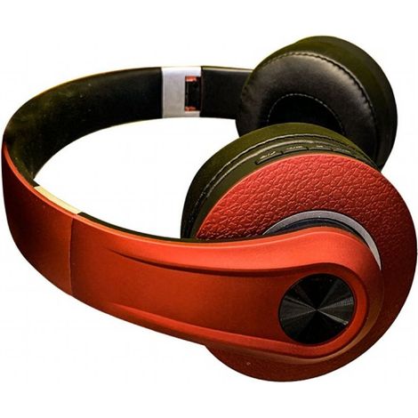 Auriculares inalámbricos Bluetooth V-TAC con diadema ajustable, 500 mAh, color rojo, con estuche