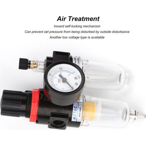 Filtre Regulateur - 1/4 Pouces - Separateur Huile Eau - Pression Max 1 MPa - Filtration 40 Microns - Aluminium - 60 Cc Coupelle (1/4)