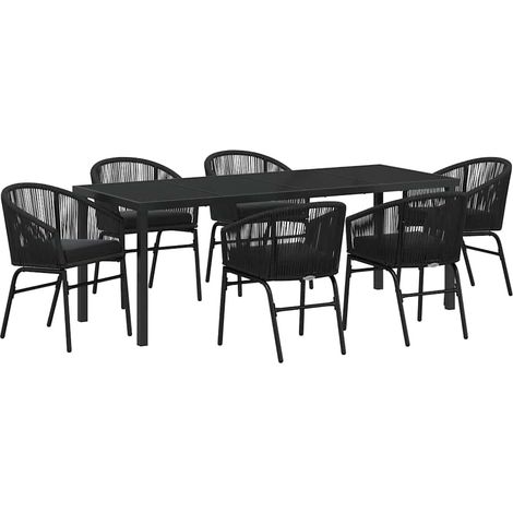 Maison Exclusive - Set da Pranzo per Giardino 7 pcs Nero