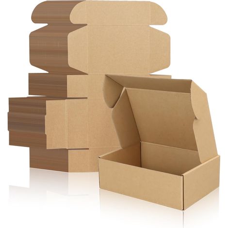 Pack of 100 Cardboard Mailing Boxes, 15 x 10 x 2 cm, Kraft Brown (1/5)