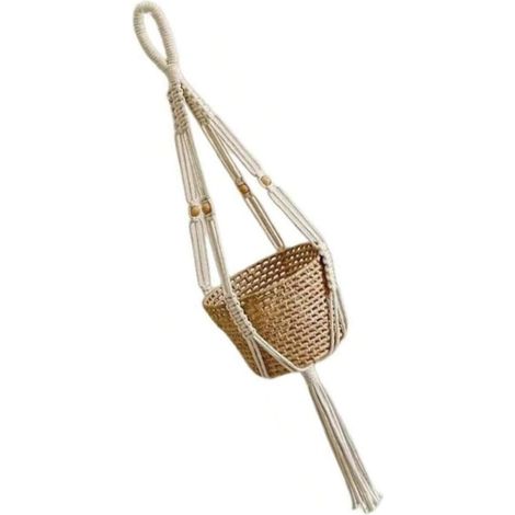 Filet suspendu en macramé avec pompons, tissé corde, (1/5)