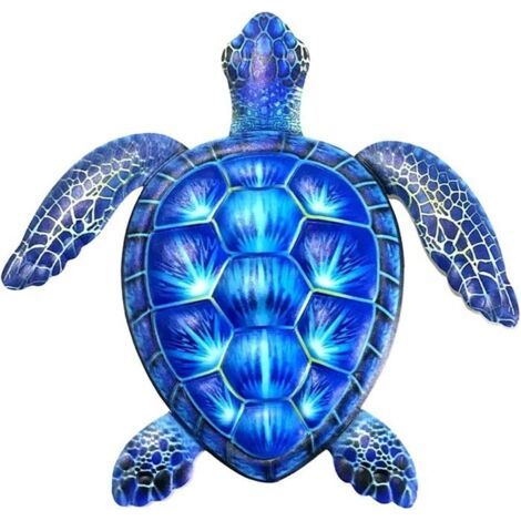 Décoration murale extérieure en métal en forme de tortue pour la maison, la chambre à coucher, le jardin (bleu) (1/4)