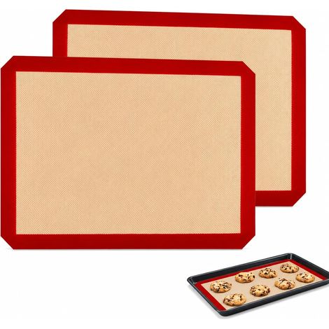 2 Pieces Reusable Non-Slip Silicone Baking Mats, Oven Baking Sheets, Reusable Baking Sheets for Pastries, 30x40 cm (1/5)
