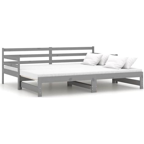 Maison Exclusive - Dormeuse Estraibile Grigia in Massello di Pino 2x(90x200) cm (1/5)