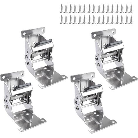 (4 pièces) Support de charnière pliable pour pied, angle de 0 à 90-180 degrés, charnière autobloquante avec vis (1/5)