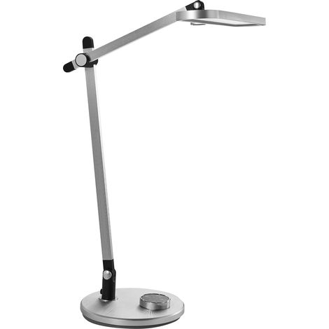 Lámpara LED multifuncional de escritorio con brazo giratorio ajustable de ABS regulador modos CCT apagado retardado oficina plateado Hydrus