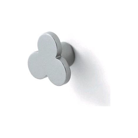 Bouton de porte et tiroir de meuble en zamak nickel mat, TREFLE