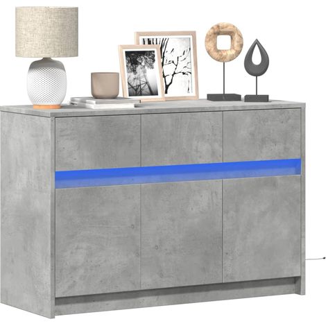 TV-Schrank mit LED-Beleuchtung Betongrau 91x34x61 cm (1/5)