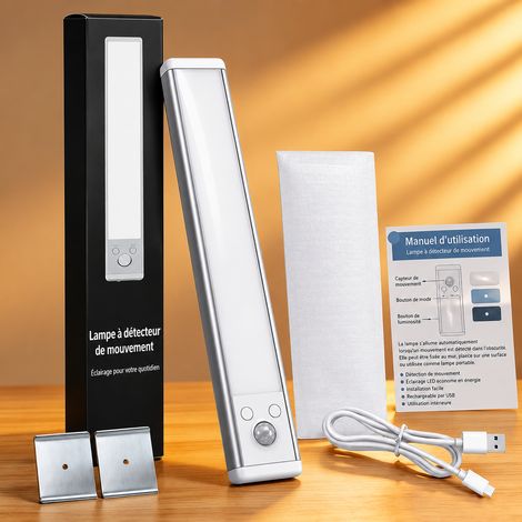 Réglette LED 30 cm 2,6 W modèle rechargeable, fixation magnétique, détection du corps humain, contrôle de la lumière, éclairage constant, 34 × 4,5 × 2 cm, 190 g – Livraison gratuite