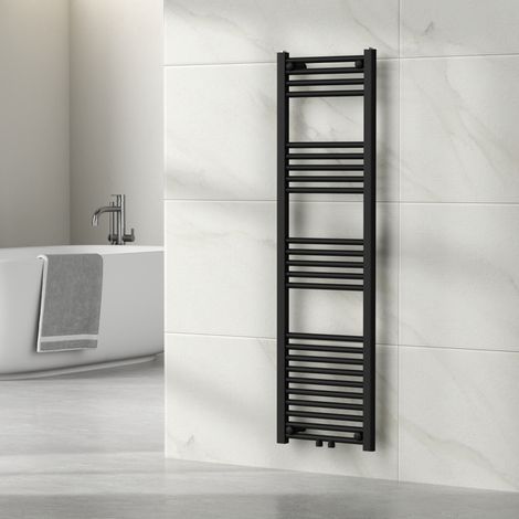 Radiador toallero mural Voss 485 W 24 tubos acero 140x40cm - Negro [neu.haus]