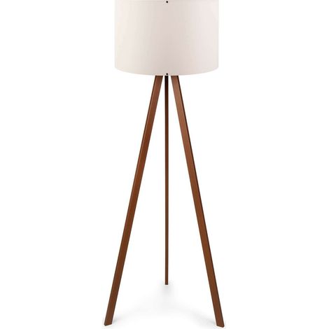 Cotecosy – Lampadaire trépied 140 cm – Écru et marron – Matériaux MDF et tissu PVC – Éclairage ajustable pour salon (1/5)