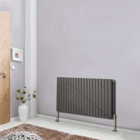 Anthracite Horizontal Oval Column Panel Designer Radiator Bathroom Central Heating 600x1180mm Double (1/5)