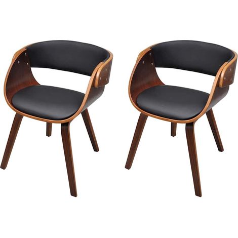 Maison Exclusive - Esszimmerstühle 2 Stk. Braun Bugholz und Kunst (1/5)