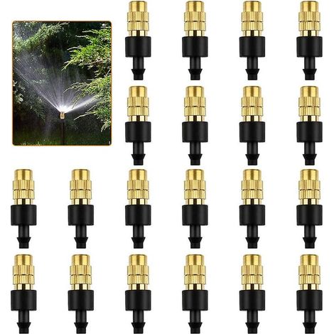 20 boquillas de latón para pulverización, cabezales de boquilla ajustables de latón para riego, aspersores y atomizadores para riego de jardines. (1/5)