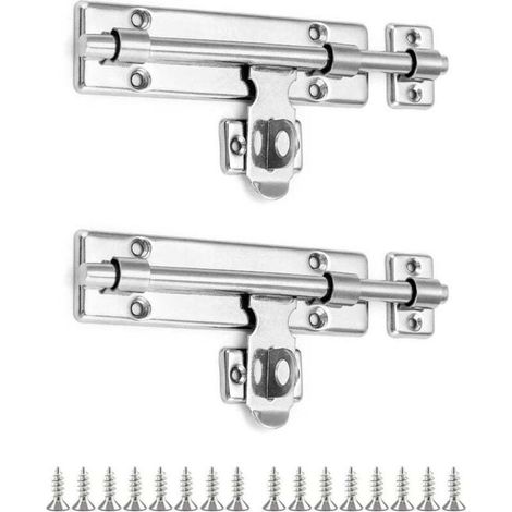 2 Pcs Targette de Porte avec Trou pour Cadenas, Verrou Porte pour Portes de Cabanon, Portails et Portes d'Extérieur (16cm/6 Pounce) (1/4)
