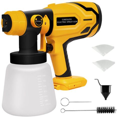 Pulvérisateur de peinture sans fil pour DEWALT, Pistolet à peinture électrique, pulvérisateur de peinture électrique HVLP sans air avec 4 accessoires) (1/5)