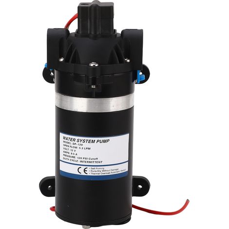 Pompe à eau à membrane 8,3 bars 75L/h haute pression, autonome, micro électrique portable surpresseur DC12V pour camping-car, bateau, irrigation. (1/5)