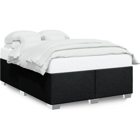 Lit double  Lit adulte  Cadre de lit sans matelas noir 160x200 cm tissu (1/5)