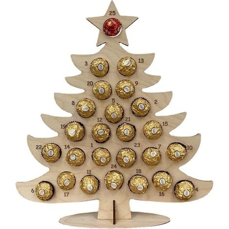 Calendrier de l'Avent en Bois Pour Chocolat Decoration Noel Maison (1/2)