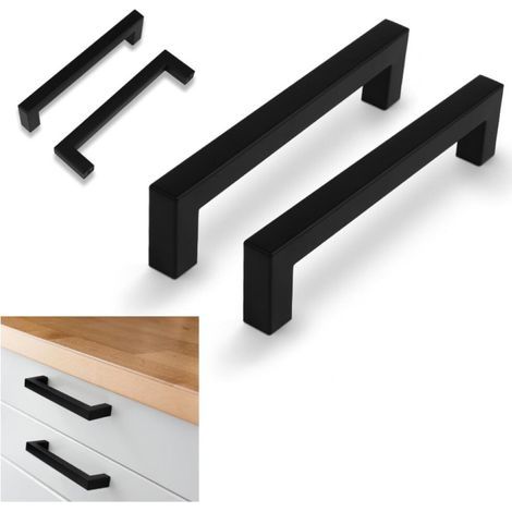 2 Pièces Poignée de Meuble Cuisine Noir, Entraxe 160mm, Poignet de Porte Cuisine et Armoire, Meuble en Acier Inox Poignées pour Bureaux, Tiroirs, Armoires, Placard (1/5)