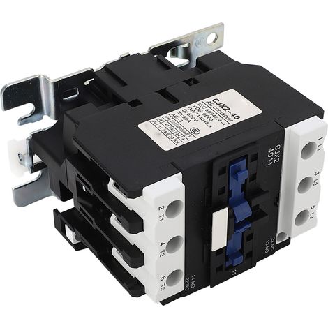 Contacteur modulaire DIN CJX2-4011, 40A, tripolaire, contacts argentés, bobine basse tension 110V AC, pour rail DIN. (1/5)