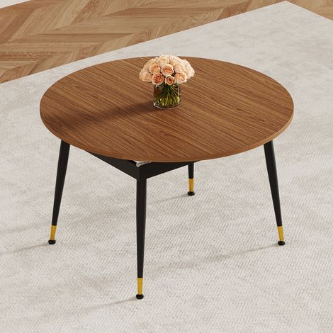 Table à manger ovale extensible effet noyer, table de cuisine moderne avec plateau en MDF et pieds robustes en métal, pour 6 à 10 personnes, idéale pour la salle à manger (1/5)