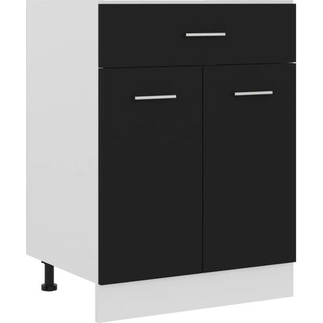 Cajonera de cocina sencilla 60 x 46 x 81 cm diseño moderno almacenamiento eficiente madera negra 020047664 (1/5)