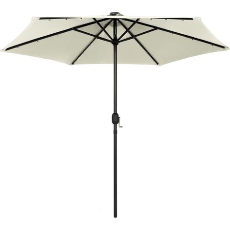 Parasol avec LED, Parasol pour Balcon Jardin Plage Terrasse, et mât en aluminium 270 cm Blanc sable OIB8240E (1/5)