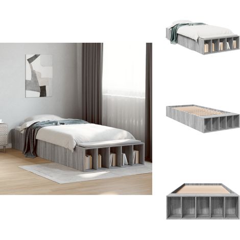 Bettgestell Grau Sonoma 75x190 cm Holzwerkstoff - Holzbettfassungen - Betten Online Kaufen - Doppelbett Gestell - Grau Bettwäsche - Modernes Bett (1/5)