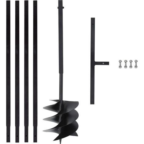 Erdbohrer mit Griff 250 mm mit Verlängerungsrohr 4 m Stahl