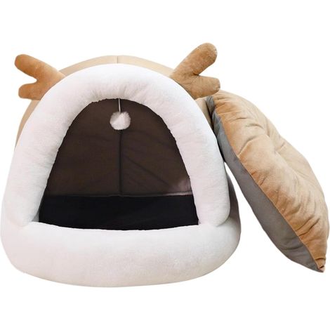Lit Maison pour Chat,Nid Douillet Couvert pour Chat Meuble Anti Dérapant (1/5)