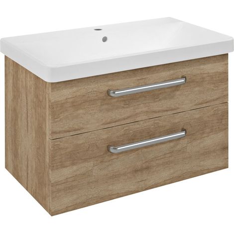 Sapho Theia - Meuble pour lavabo 76x50x44 cm, 2 tiroirs, chêne Alabama TH080-2222 (1/2)